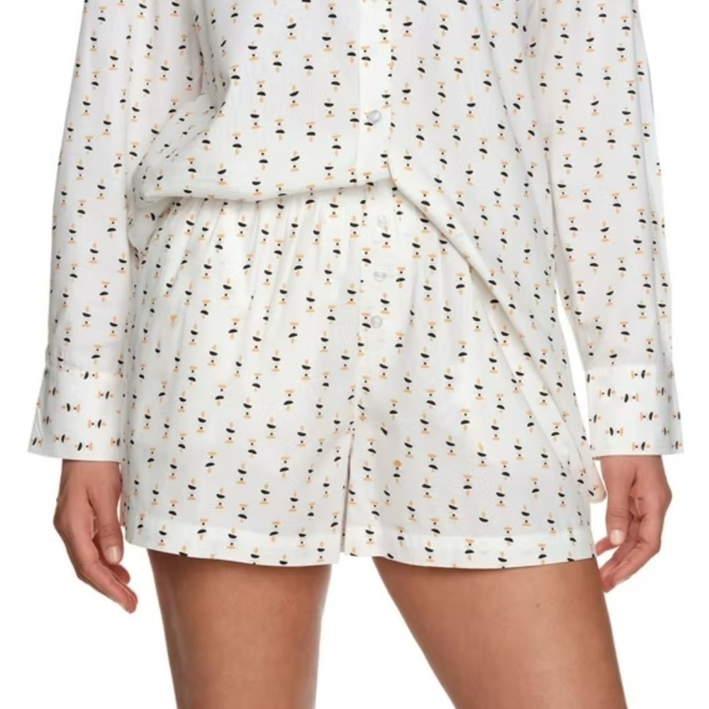 Loft Womens 2-Piece Notch Collar and Short Pajama/Lounge Set Cotton/Modal Poplin - Picture 6 of 9